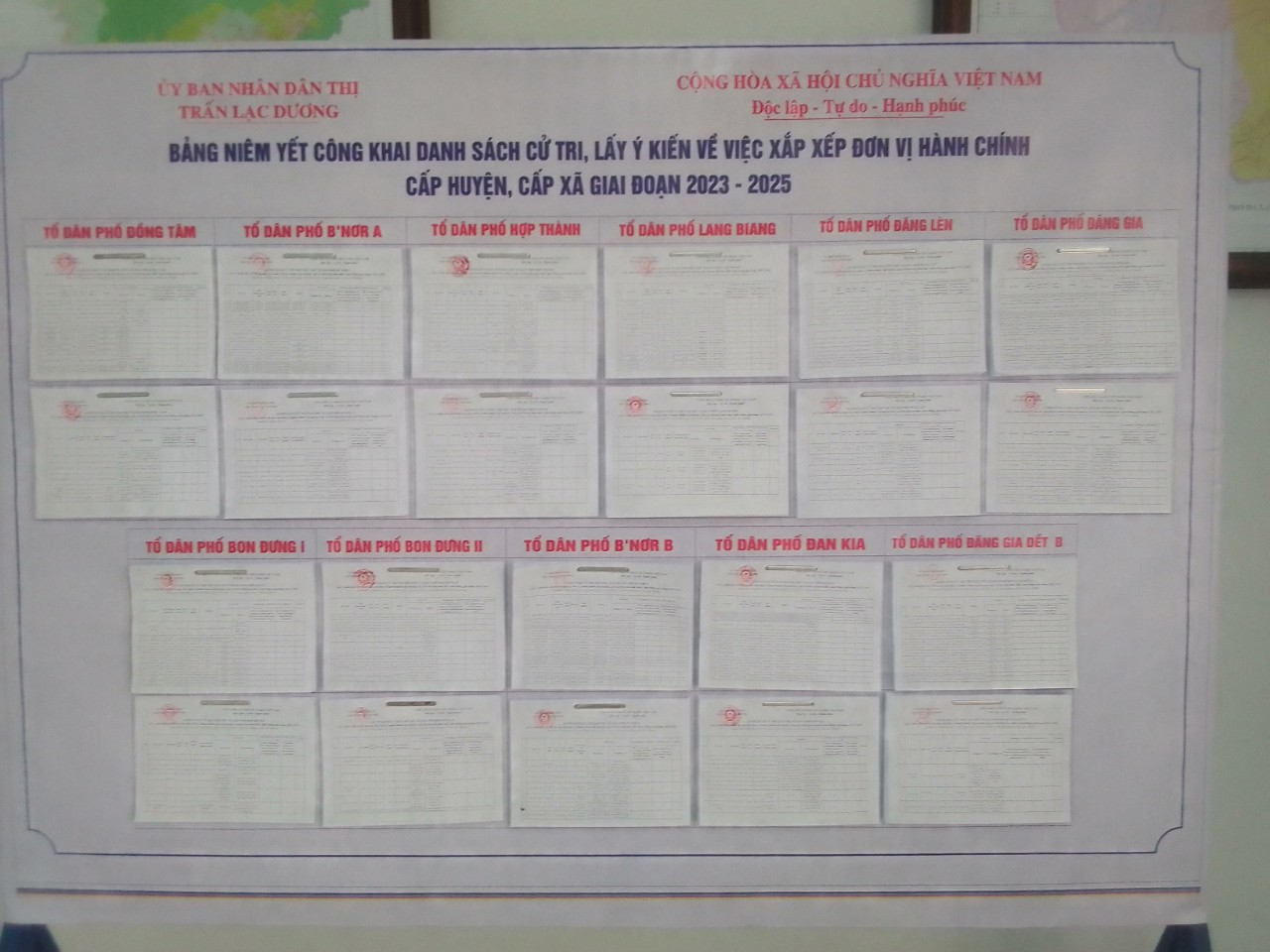 Thông báo niêm yết công khai danh sách cử tri